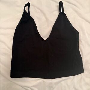 Black V-Neck Crop Top